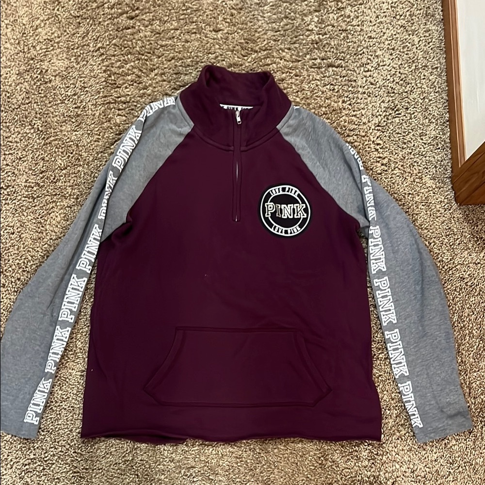 PINK Victoria's Secret Maroon and Gray women’s sweatshirt